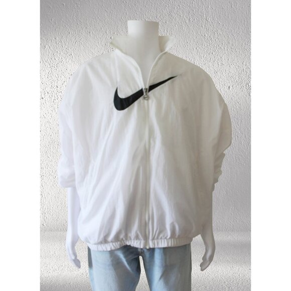 nwot NIKE Swoosh Sportswear Essential Woven Jacket in White/Black (Unisex L) - Picture 5 of 11
